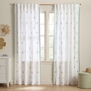 Pottery Barn Embroidered Tulip Light Filtering Curtain, 84",